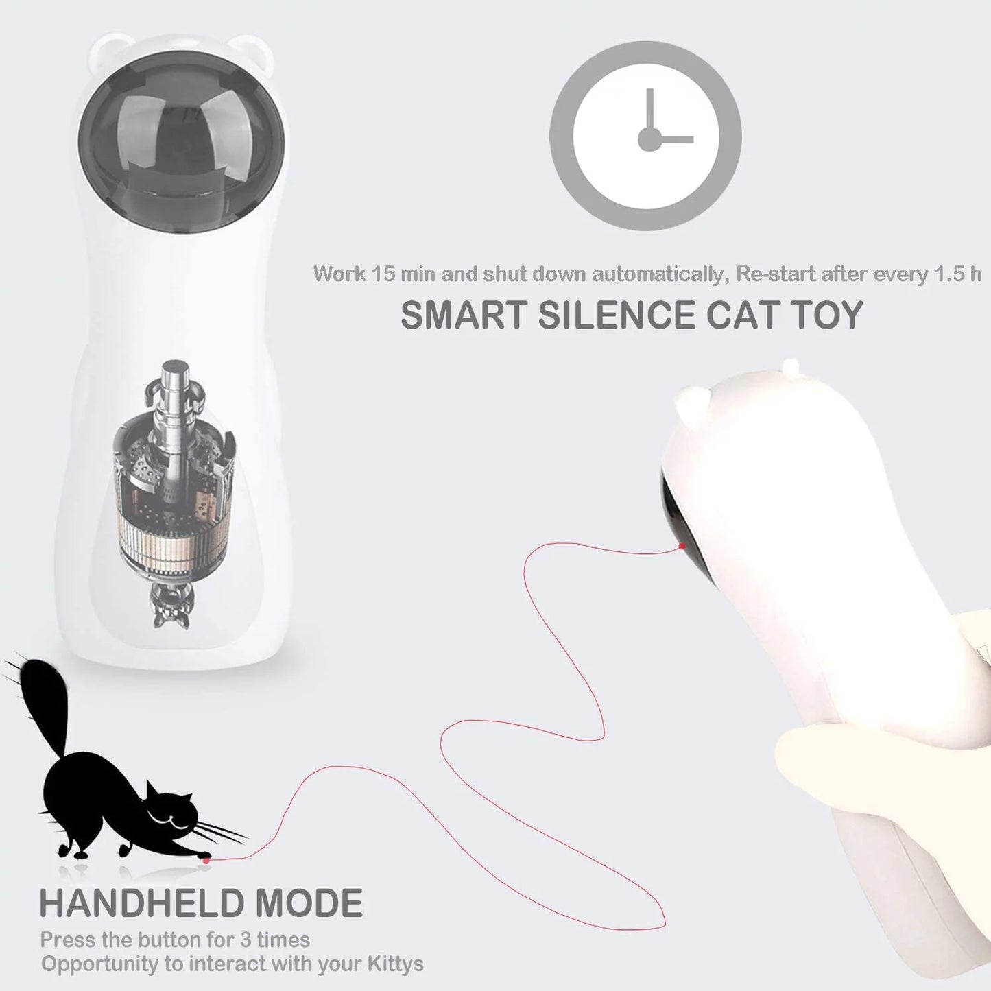 Cat Laser Toy Automatic Interactive Toys for Cats Kitten Dogs USB Charging and Battery Powered 5 Random Pattern Fast Slow Light Flashing Model